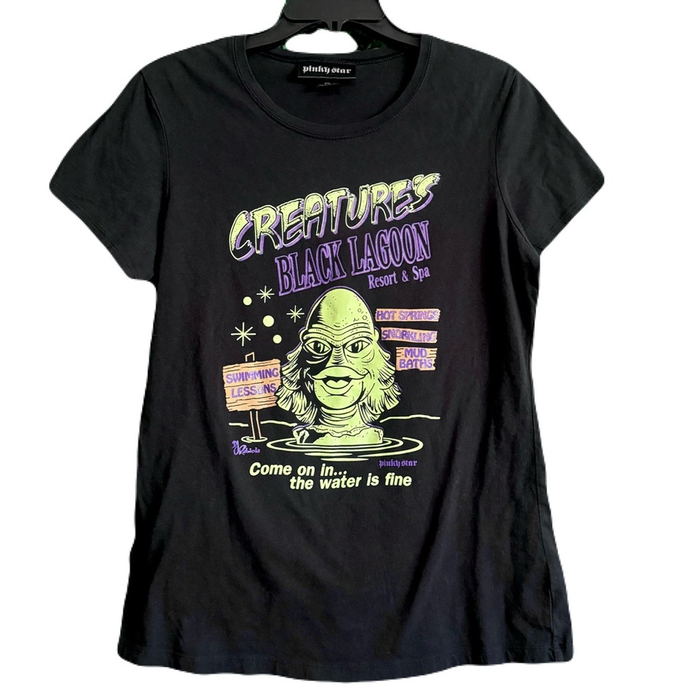 Pinky Star Women's 2X Creature's Black Lagoon Resort and Spa Tee